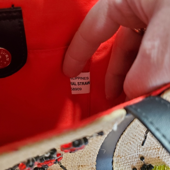 NATURAL STRAW PURSE HANDBAG BEADING MEDIUM MADE IN PHILIPPINES NWOT - Picture 4 of 16